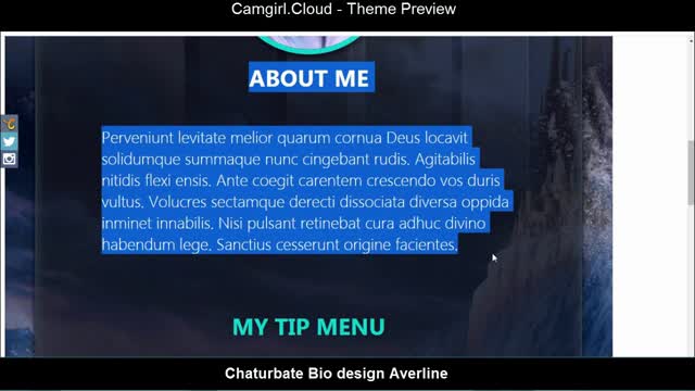 Camgirl.Cloud Theme Preview - Chaturbate bio Averline